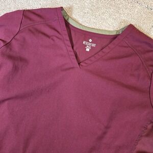 Med Couture Touch Size XL Wine Red Scrub Top Shirt Double Front Pockets